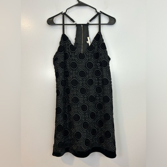 Lavender Brown Black Velvet Lace Sleeveless Shift Tank Mini Dress Size Medium - Picture 1 of 11